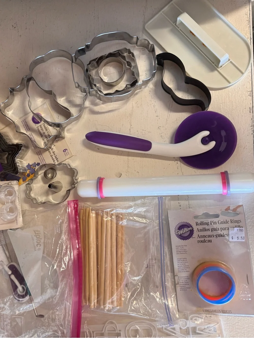 Wilton Purple and White Cake Decorating Tool and Cookie Cutter Set